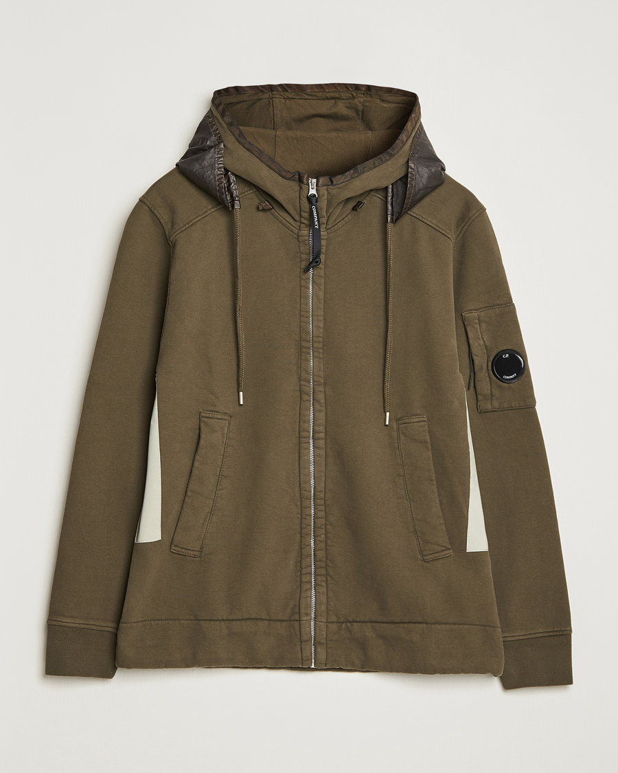 Herren | Pullover | C.P. Company | Diagonal Raised Fleece Hooded Open Lens Sweatshirt Green