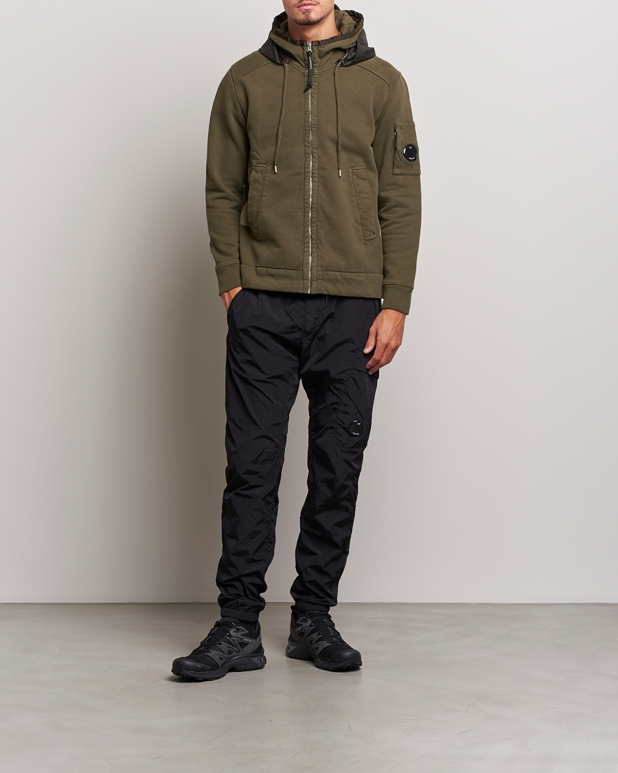 Herren | Pullover | C.P. Company | Diagonal Raised Fleece Hooded Open Lens Sweatshirt Green