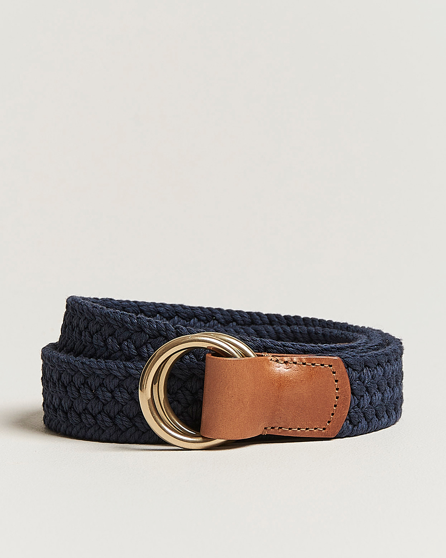 Herren | Anderson's Woven Cotton Belt Navy | Anderson's | Woven Cotton Belt Navy