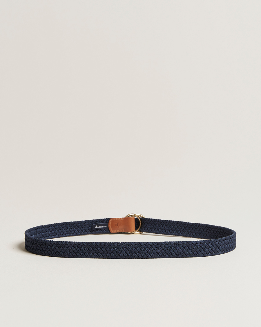 Herren | Anderson's Woven Cotton Belt Navy | Anderson's | Woven Cotton Belt Navy