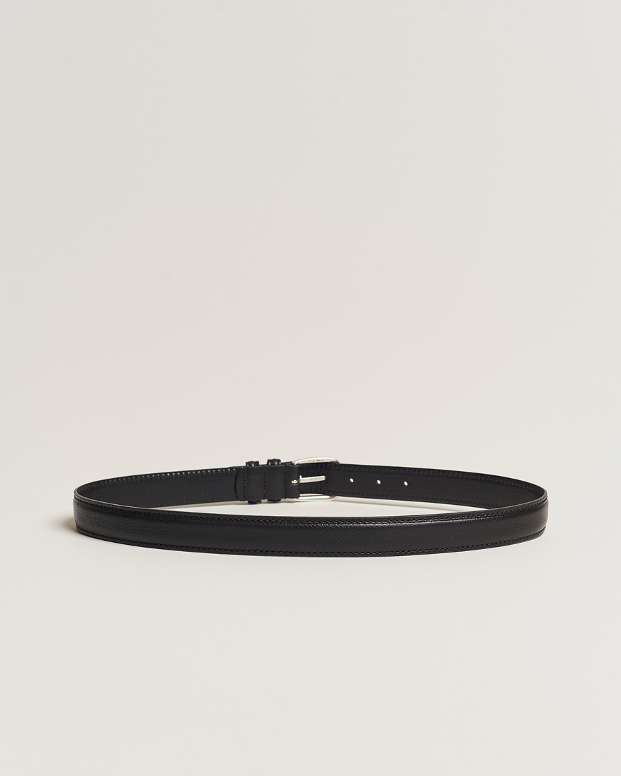 Herren |  | Anderson's | Grained Leather Belt 3 cm Black