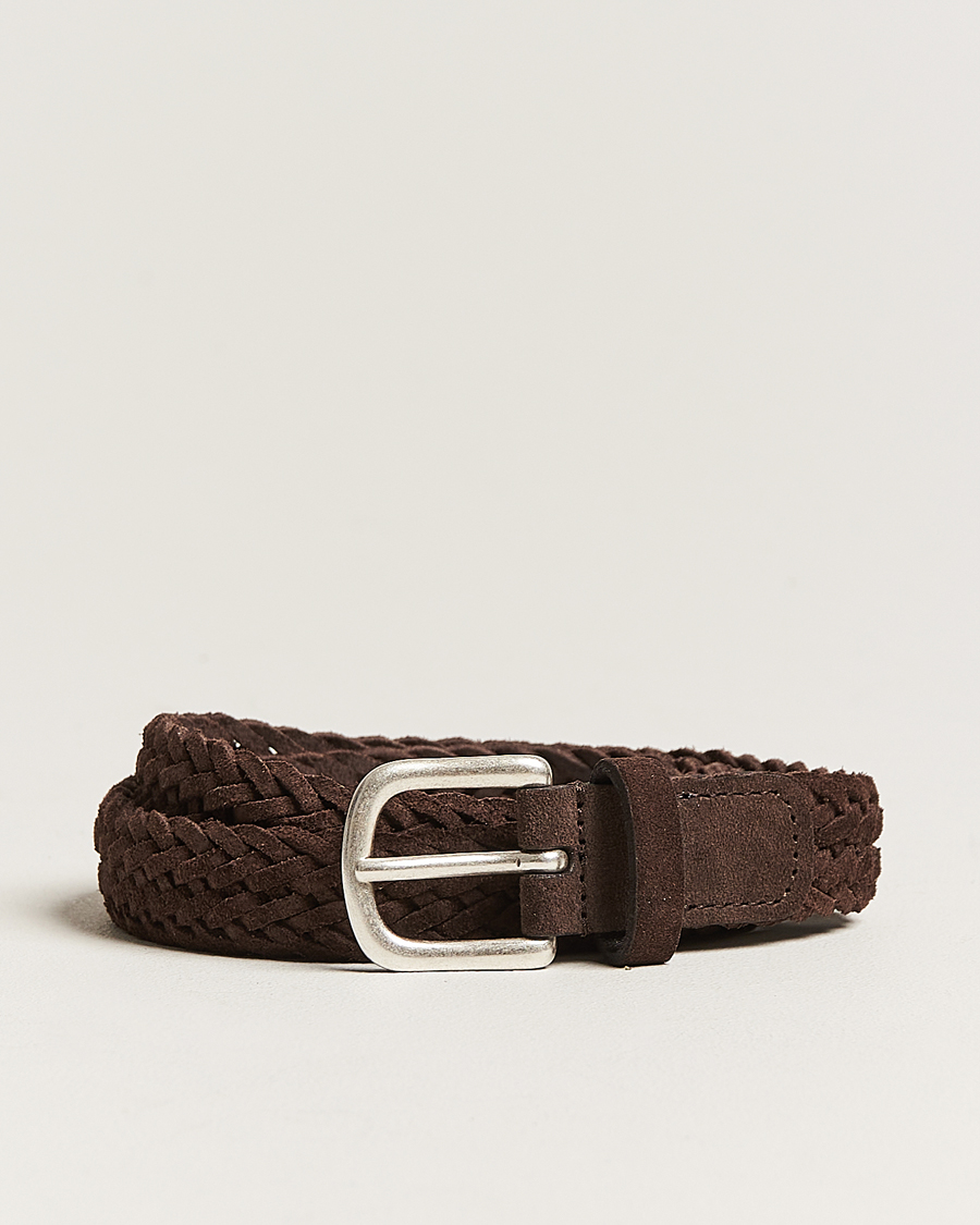 Herren | Anderson's Woven Suede Belt 2,5 cm Brown | Anderson's | Woven Suede Belt 2,5 cm Brown