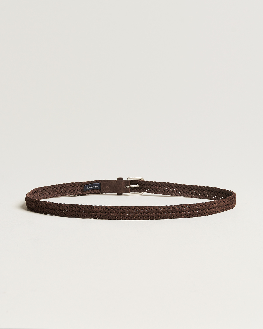 Herren | Anderson's Woven Suede Belt 2,5 cm Brown | Anderson's | Woven Suede Belt 2,5 cm Brown