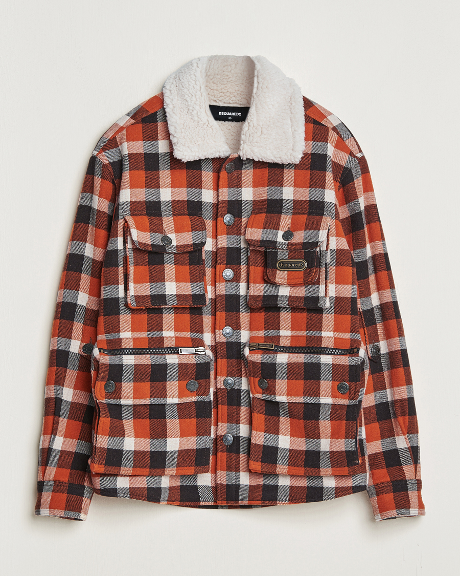 Herren | Jacken | Dsquared2 | Flannel Check Wool Jacket Rust/Blue