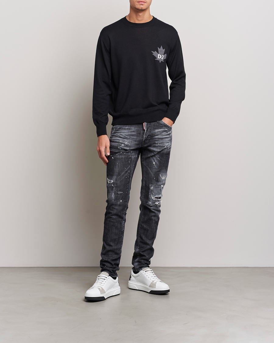 Herren | Pullover | Dsquared2 | D2 Leaf Knitted Sweatshirt Black