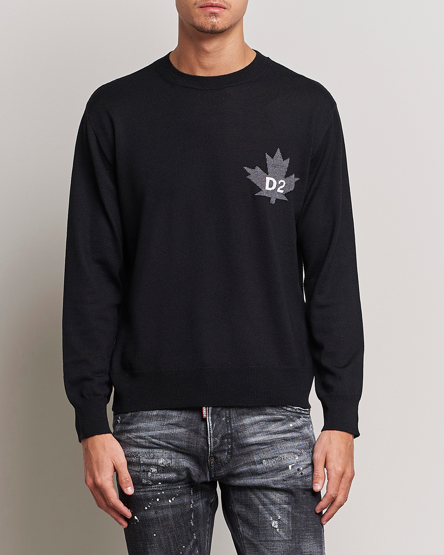 Herren | Pullover | Dsquared2 | D2 Leaf Knitted Sweatshirt Black