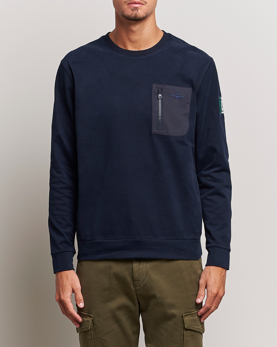 Herren | Pullover | Aeronautica Militare | Felpa Cotton Pocket Sweatshirt Dark Blue