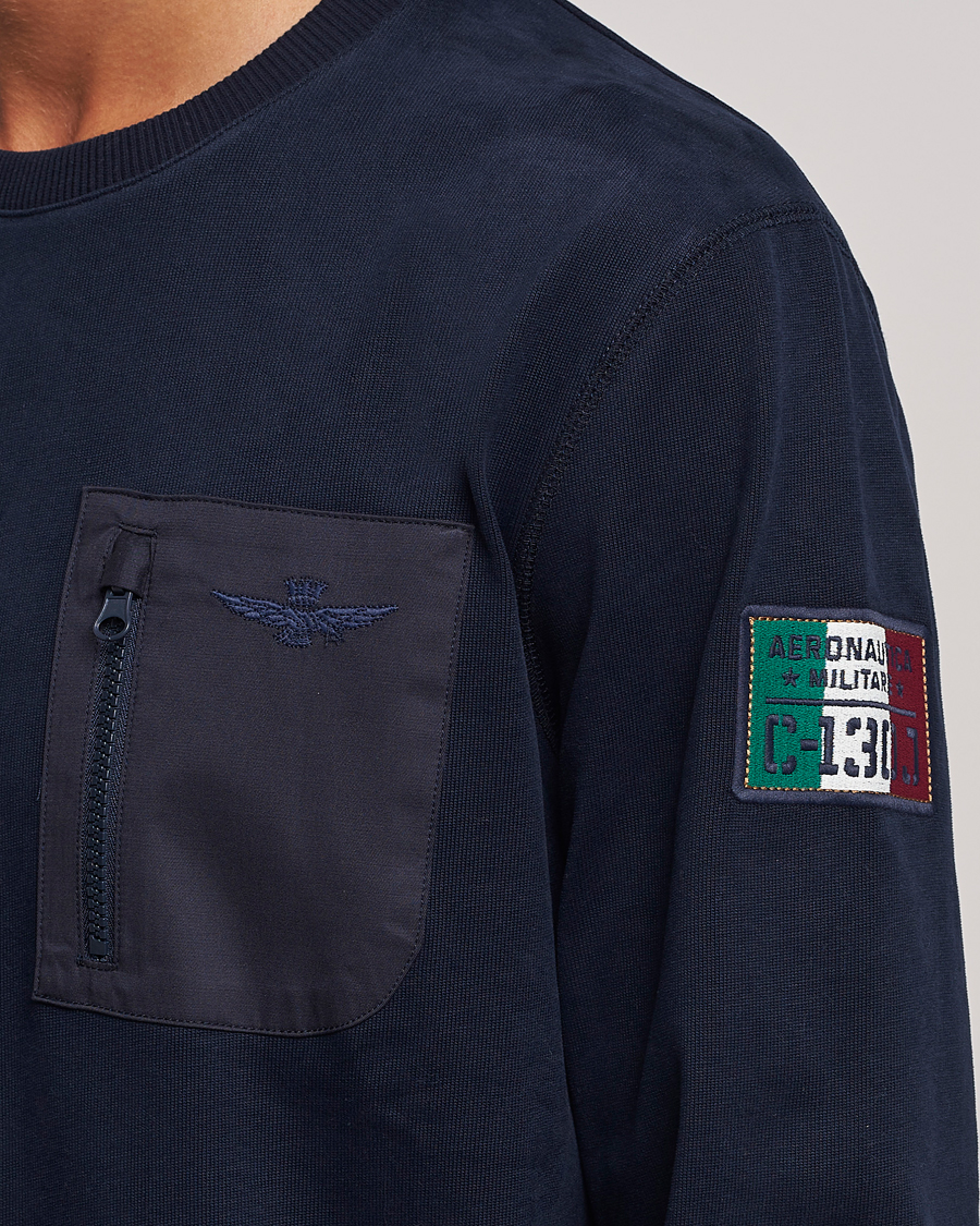 Herren | Pullover | Aeronautica Militare | Felpa Cotton Pocket Sweatshirt Dark Blue