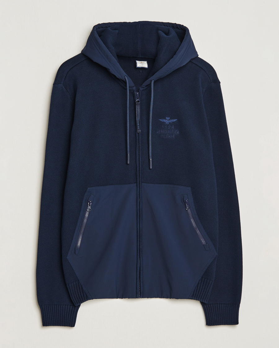 Herren | Pullover | Aeronautica Militare | Mixed Full Zip Hoodie Dark Blue