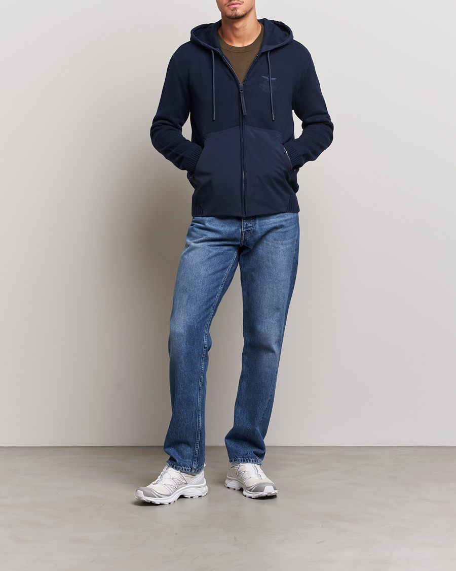 Herren | Pullover | Aeronautica Militare | Mixed Full Zip Hoodie Dark Blue