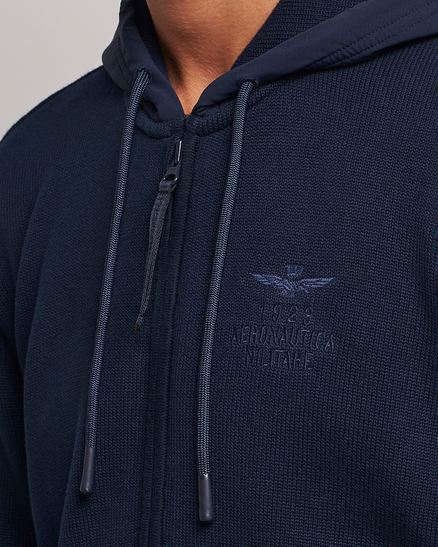 Herren | Pullover | Aeronautica Militare | Mixed Full Zip Hoodie Dark Blue
