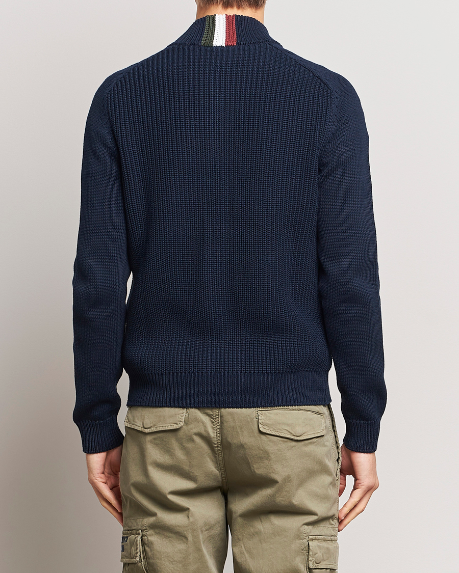 Herren | Pullover | Aeronautica Militare | Cotton Ribbed Knitted Cardigan Dark Blue