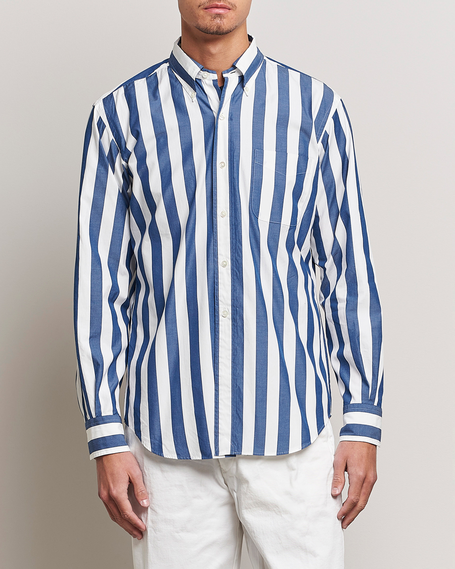 Herren | Hemden | Kamakura Shirts | Vintage Ivy Button Down Shirt Blue Stripe
