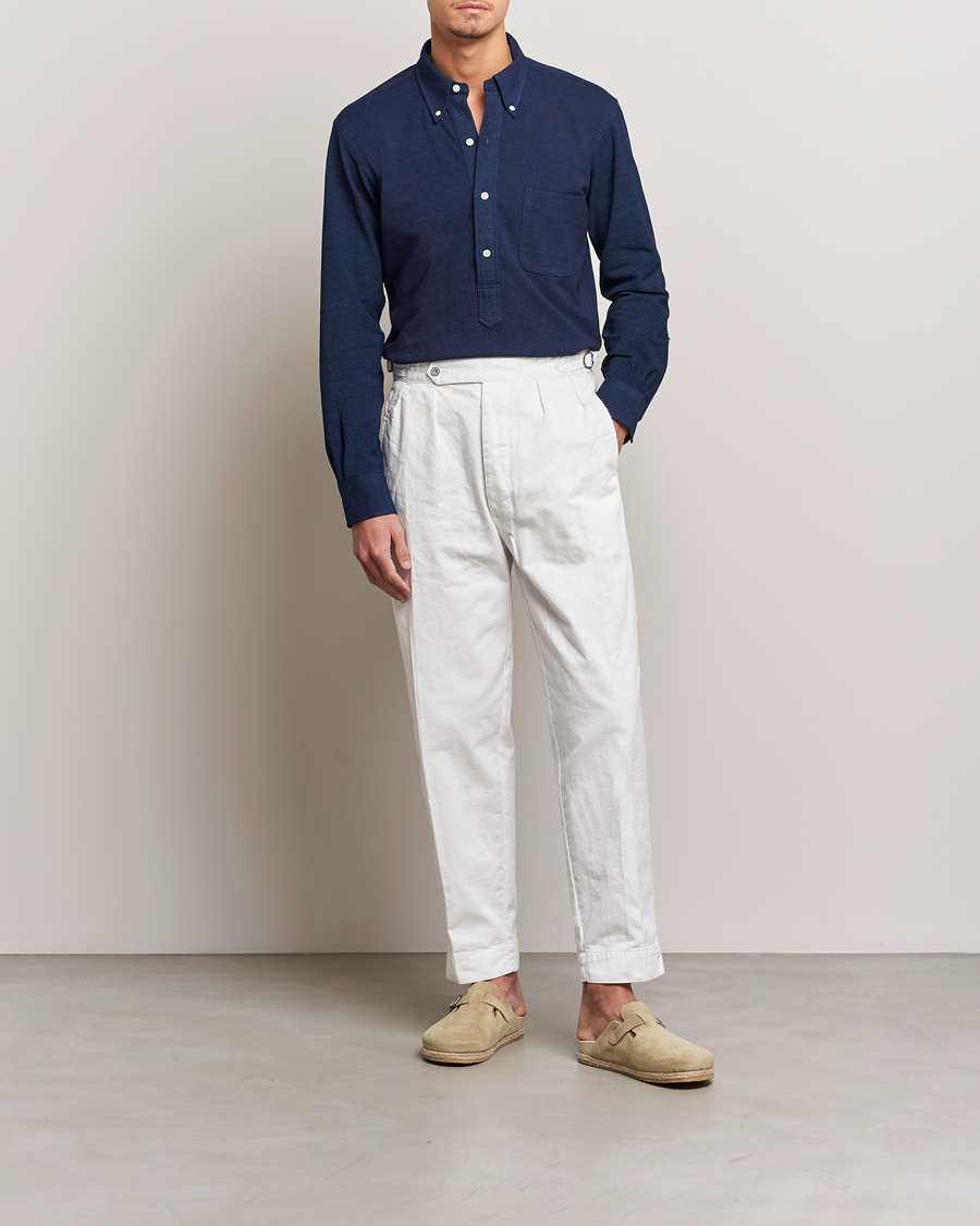 Herren | Hemden | Kamakura Shirts | Vintage Ivy Knit Popover Shirt Navy