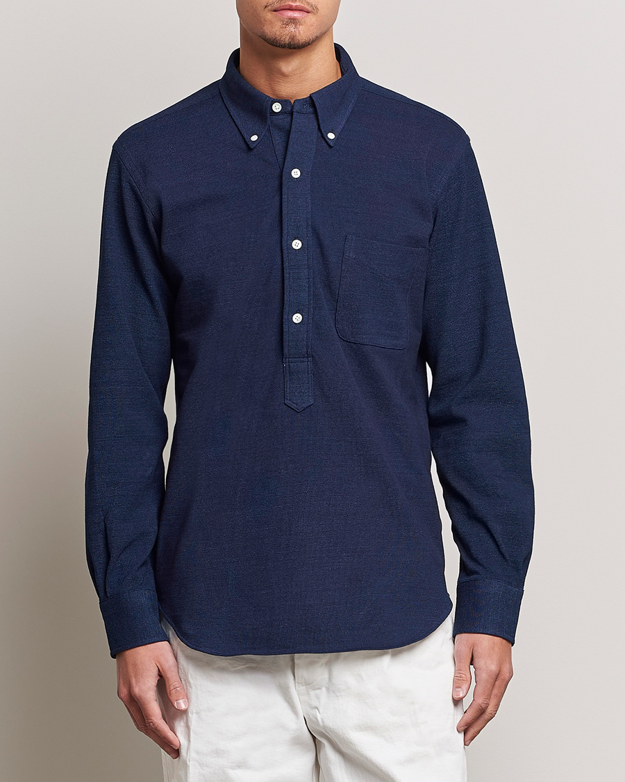 Herren | Hemden | Kamakura Shirts | Vintage Ivy Knit Popover Shirt Navy
