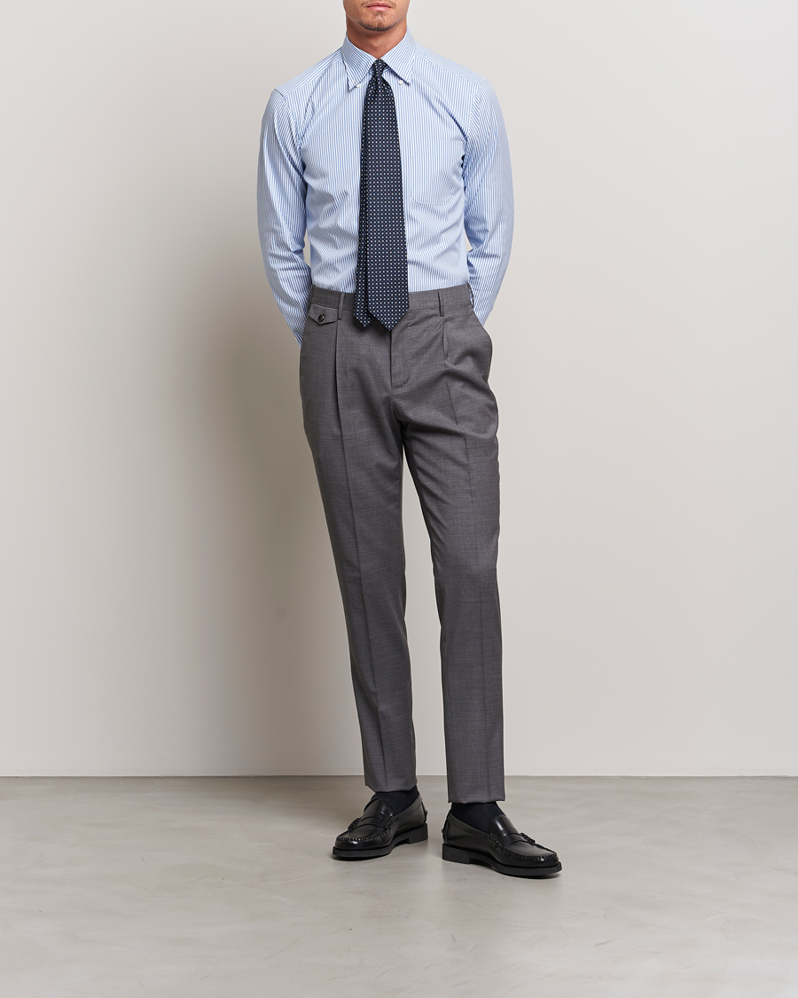 Herren | Hemden | Kamakura Shirts | Slim Fit Oxford BD Shirt Blue Bengal Stripe