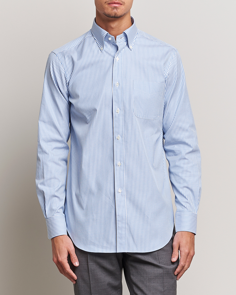 Herren | Oxfordhemden | Kamakura Shirts | Slim Fit Oxford BD Shirt Blue Bengal Stripe