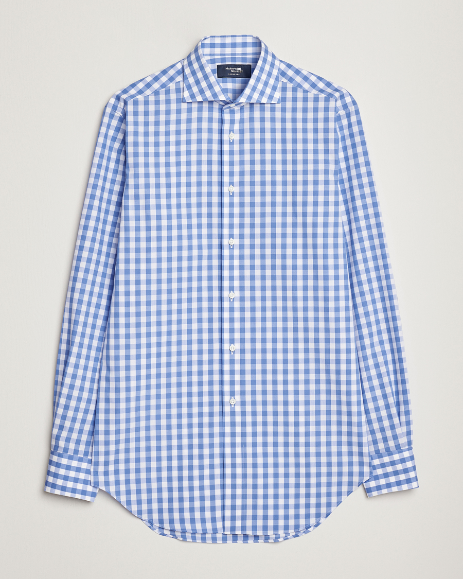 Herren | Hemden | Kamakura Shirts | Slim Fit Broadcloth Spread Shirt Blue Gingham