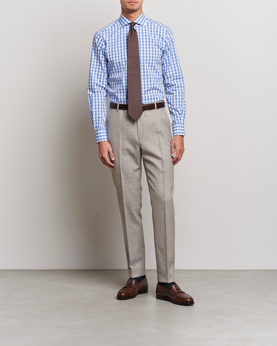 Herren | Hemden | Kamakura Shirts | Slim Fit Broadcloth Spread Shirt Blue Gingham