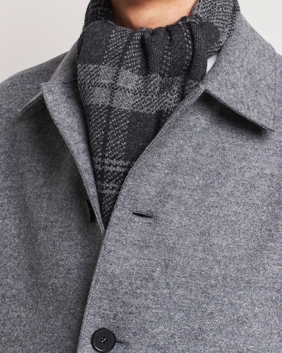 Herren | Thom Browne Wool/Cashmere Tartan Jacquard Scarf Dark Grey | Thom Browne | Wool/Cashmere Tartan Jacquard Scarf Dark Grey