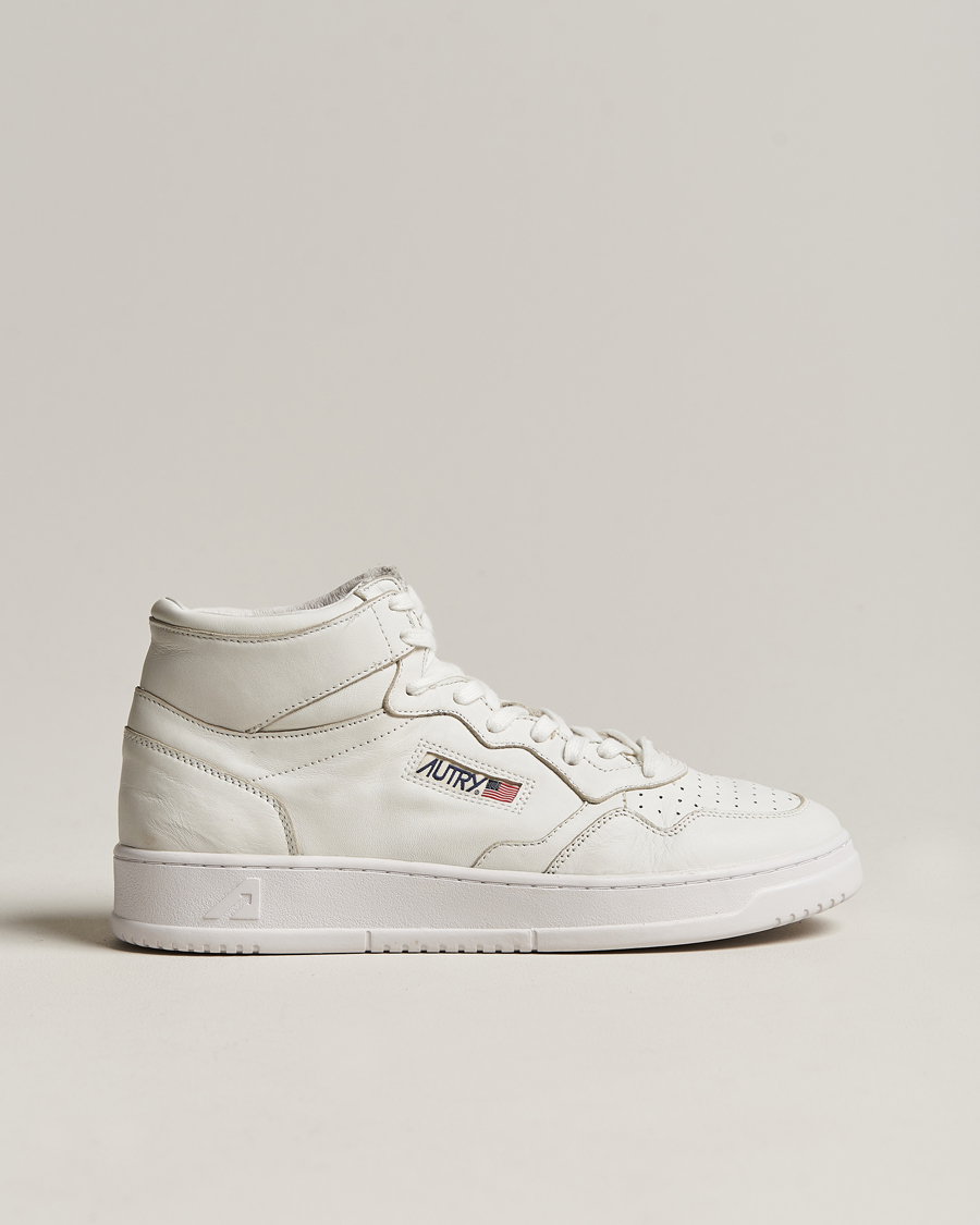 Herren | Autry Medalist Mid Goat Leather Sneaker White | Autry | Medalist Mid Goat Leather Sneaker White