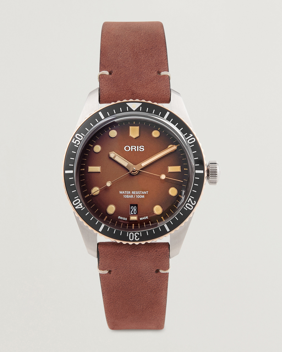 Herren | Oris Divers Sixty-Five 40mm Leather Bracelet Brown | Oris | Divers Sixty-Five 40mm Leather Bracelet Brown