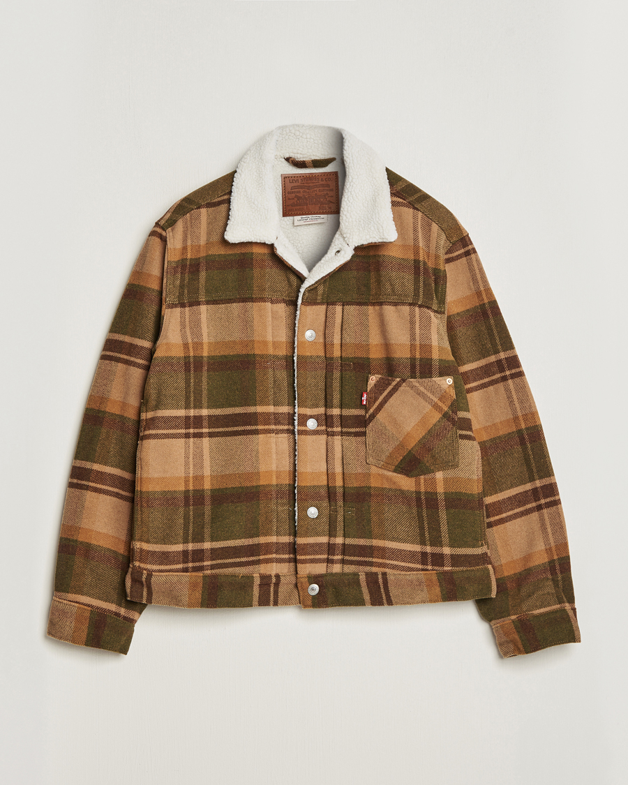 Herren | Jacken | Levi's | Type I Checked Sherpa Trucker Winter Moss