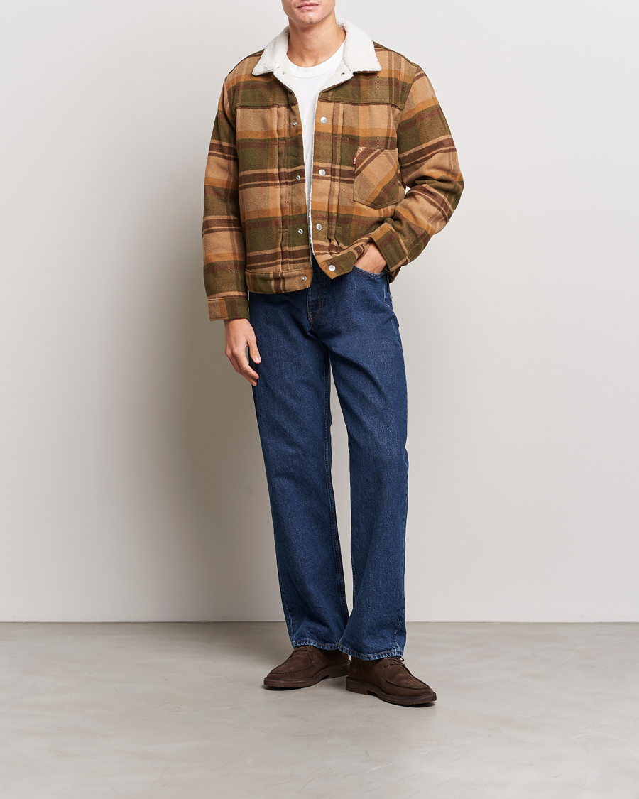 Herren | Jacken | Levi's | Type I Checked Sherpa Trucker Winter Moss
