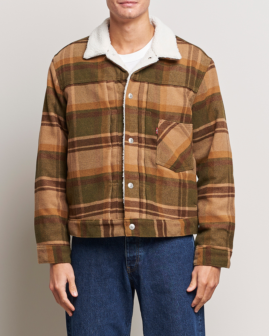 Herren | Jacken | Levi's | Type I Checked Sherpa Trucker Winter Moss
