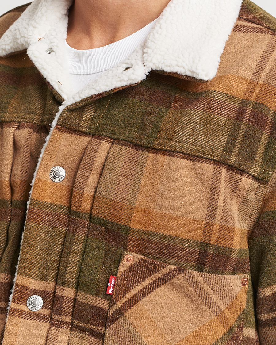 Herren | Jacken | Levi's | Type I Checked Sherpa Trucker Winter Moss