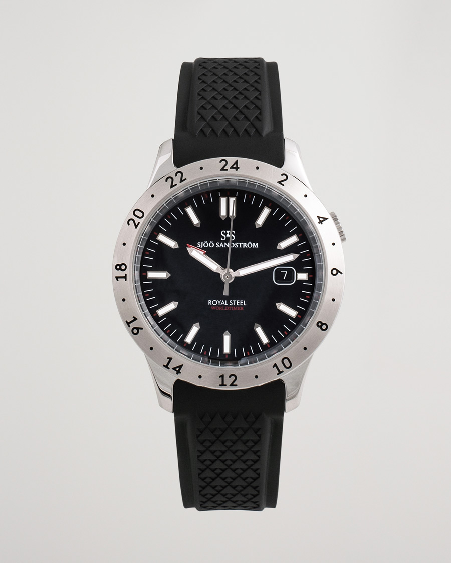 Herren | Sjöö Sandström Pre-Owned Royal Steel Worldtimer 41mm SS-1841-WT | Sjöö Sandström Pre-Owned | Royal Steel Worldtimer 41mm SS-1841-WT