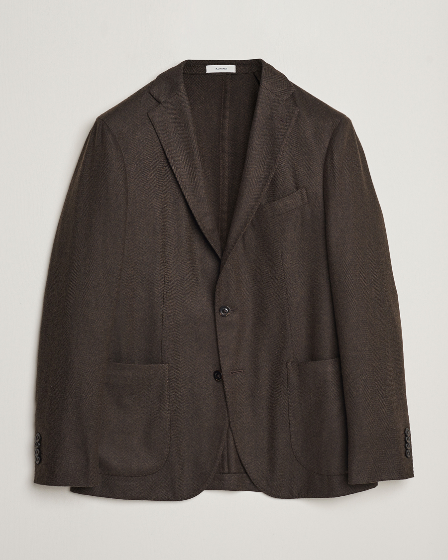Herren | Sakkos | Boglioli | K Jacket Wool Herringbone Blazer Dark Brown