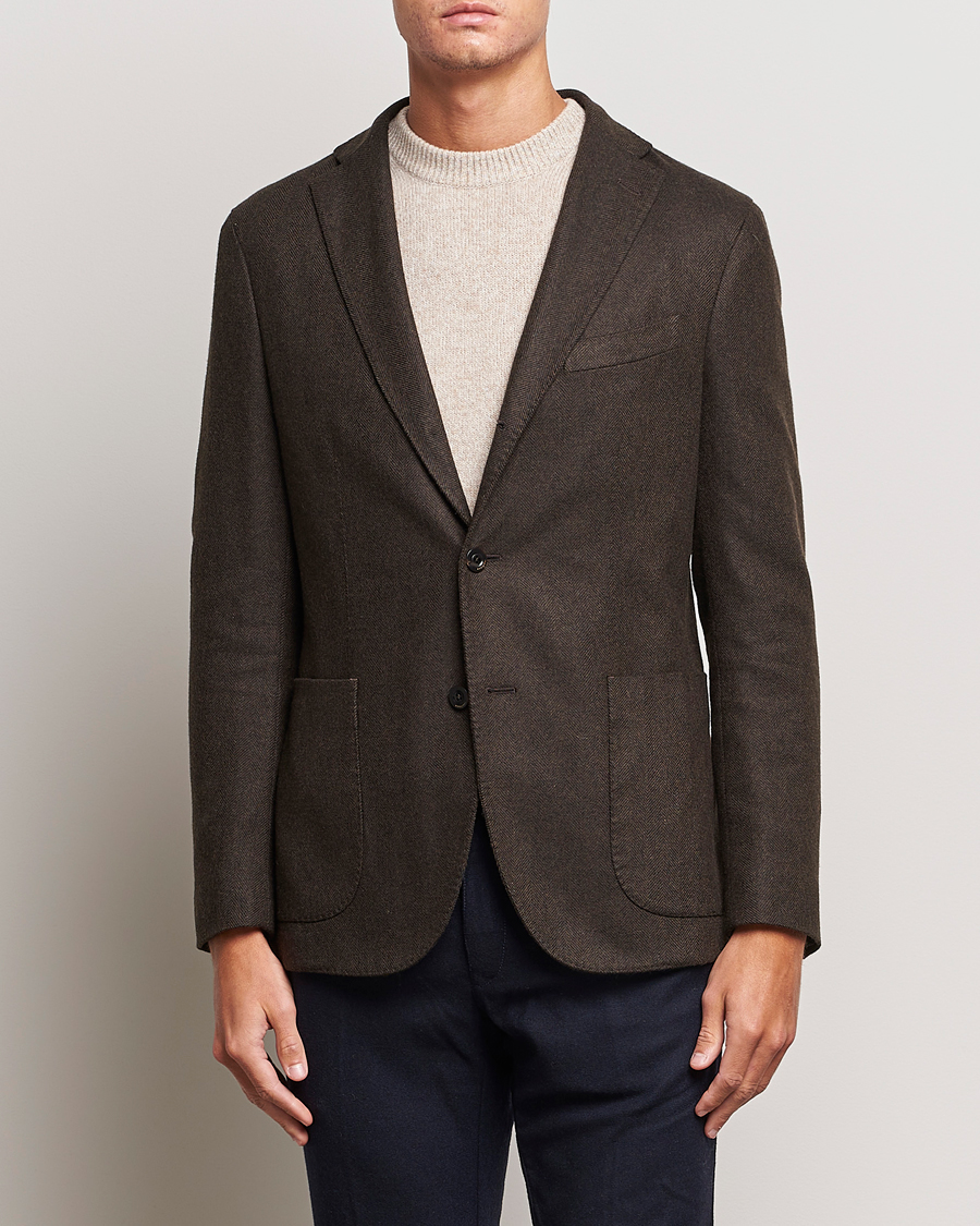 Herren | Sakkos | Boglioli | K Jacket Wool Herringbone Blazer Dark Brown