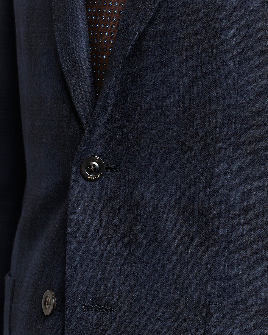 Herren | Sakkos | Boglioli | K Jacket Wool Herringbone Blazer Navy