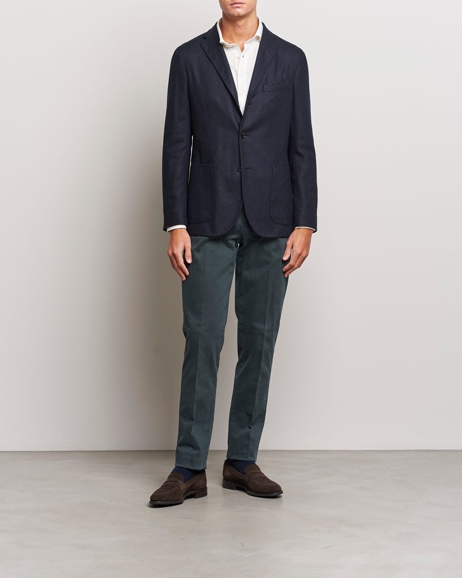 Herren | Hosen | Boglioli | Cotton Twill Trousers Navy