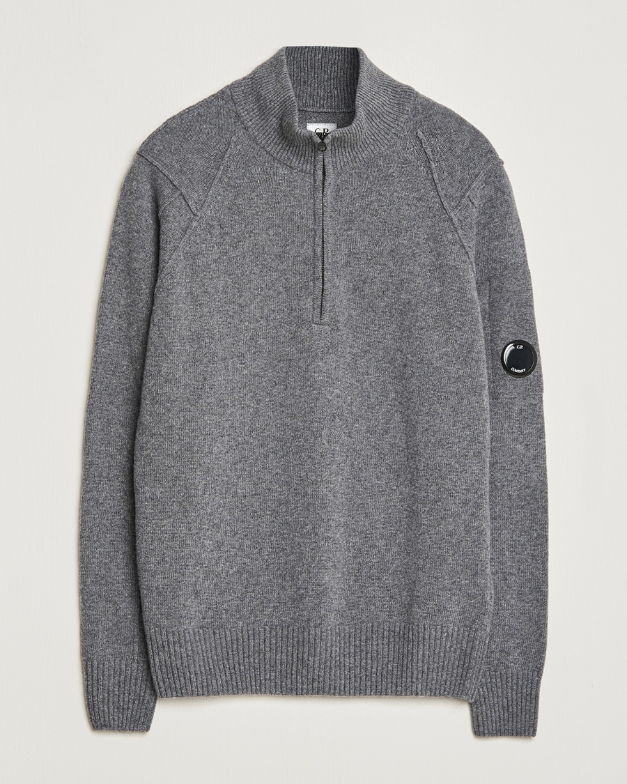 Herren | Pullover | C.P. Company | Lambswool Lens Half Zip Grey Marl