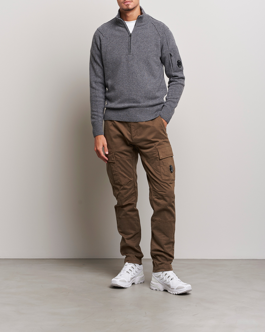 Herren | Pullover | C.P. Company | Lambswool Lens Half Zip Grey Marl