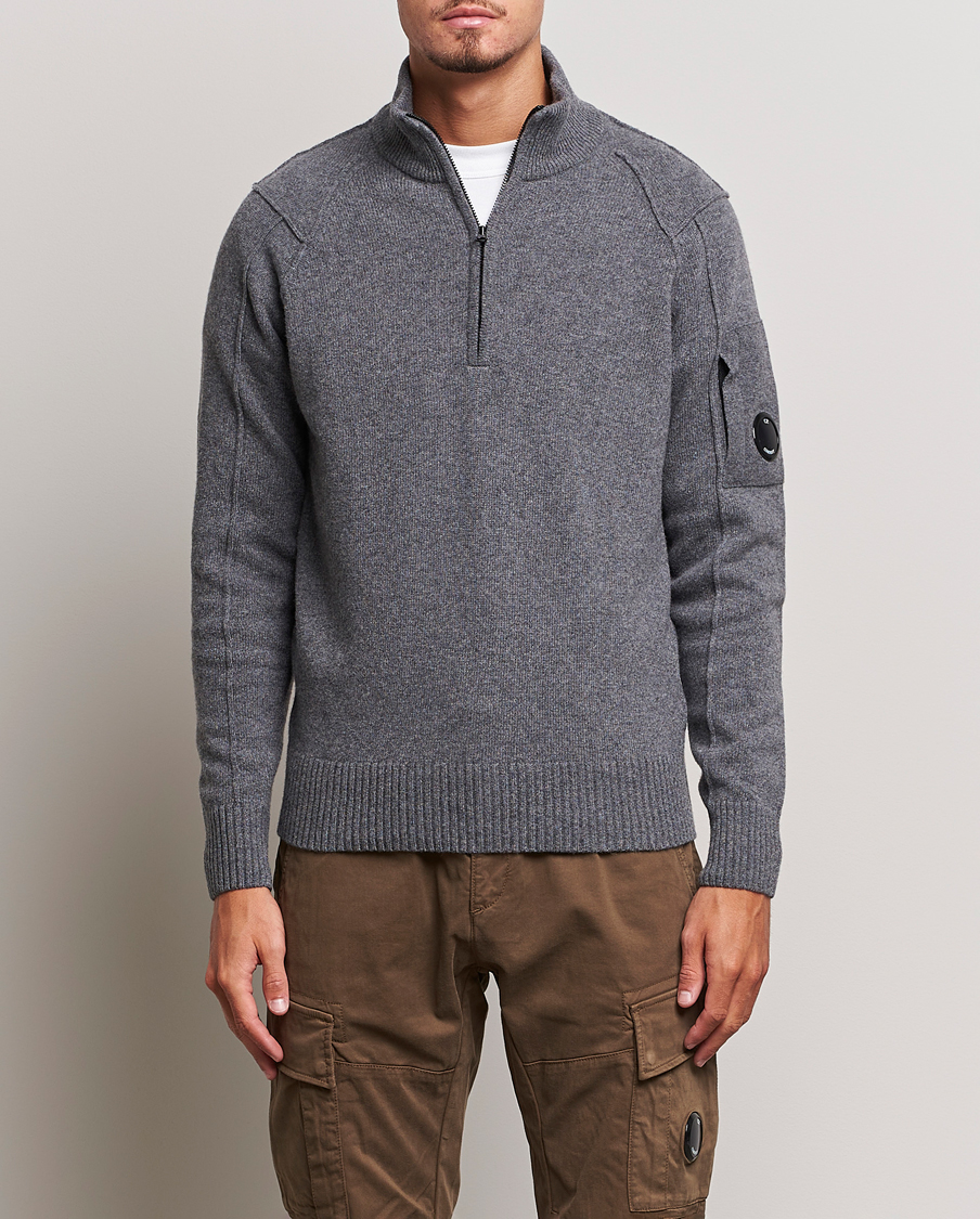 Herren | Pullover | C.P. Company | Lambswool Lens Half Zip Grey Marl