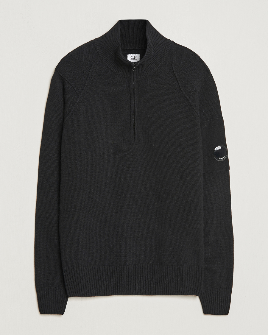 Herren | Pullover | C.P. Company | Lambswool Lens Half Zip Black