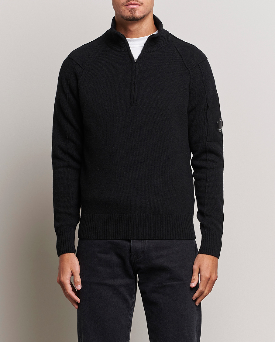 Herren | Pullover | C.P. Company | Lambswool Lens Half Zip Black