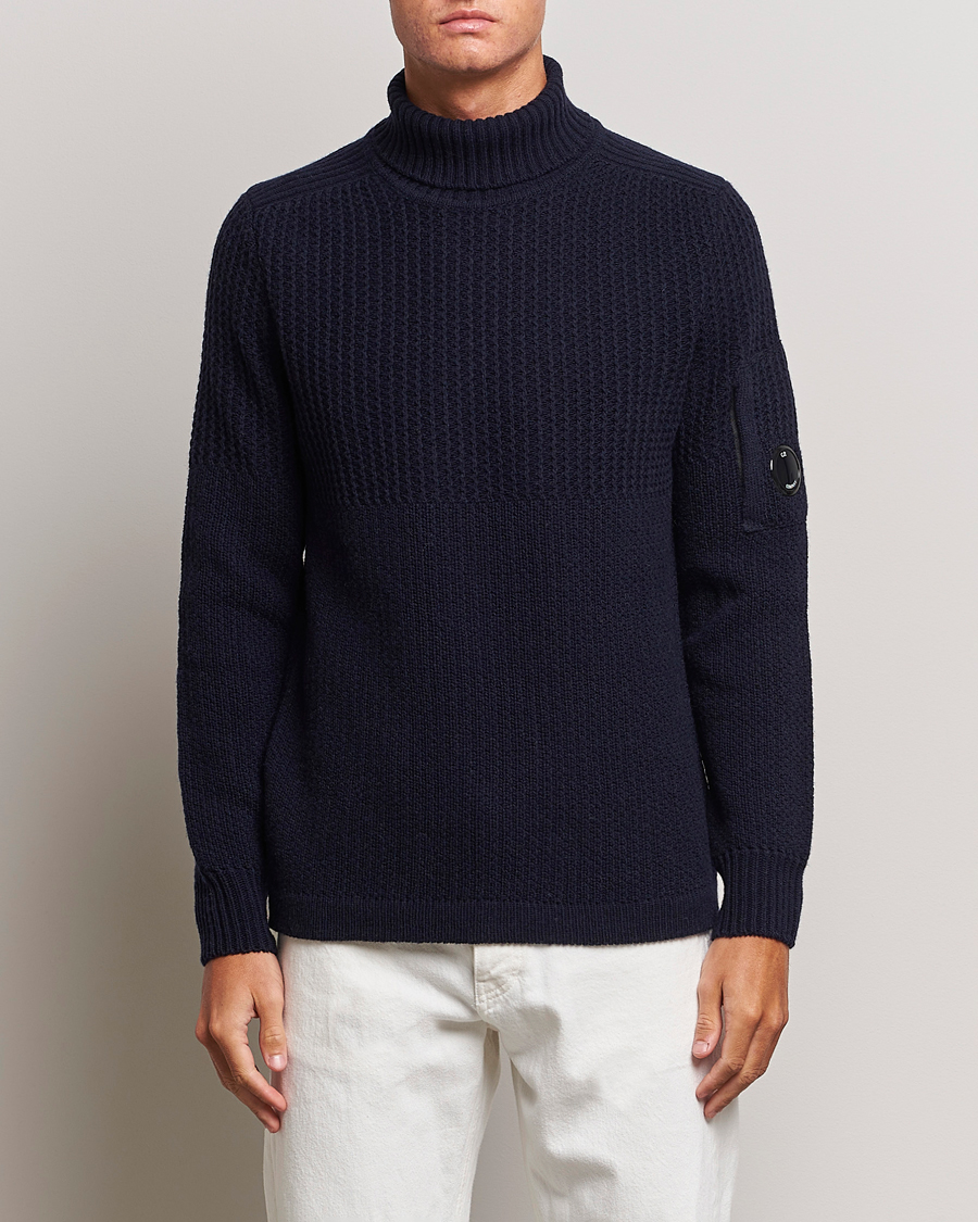 Herren | Pullover | C.P. Company | Heavy Knitted Lambswool Rollneck Total Eclipse