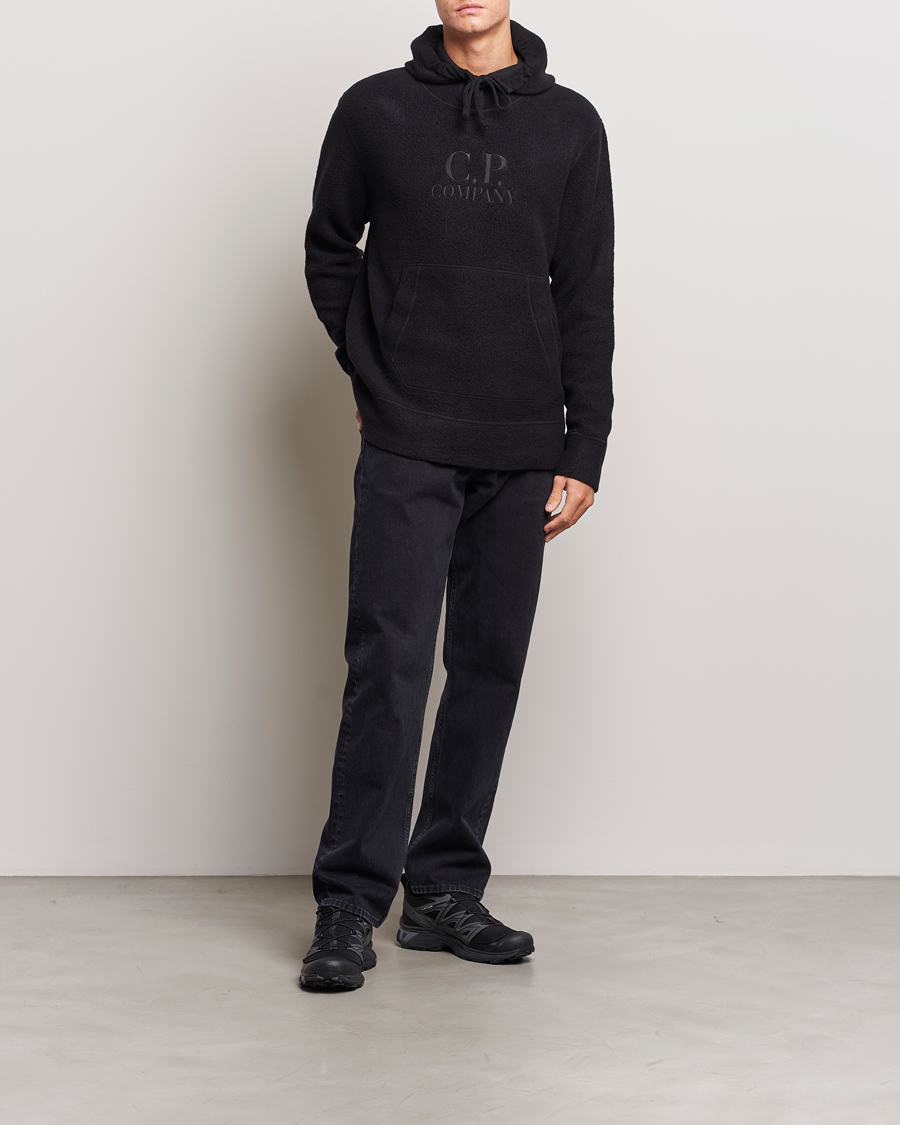 Herren | Pullover | C.P. Company | Wool Polar Fleece Logo Hood Black