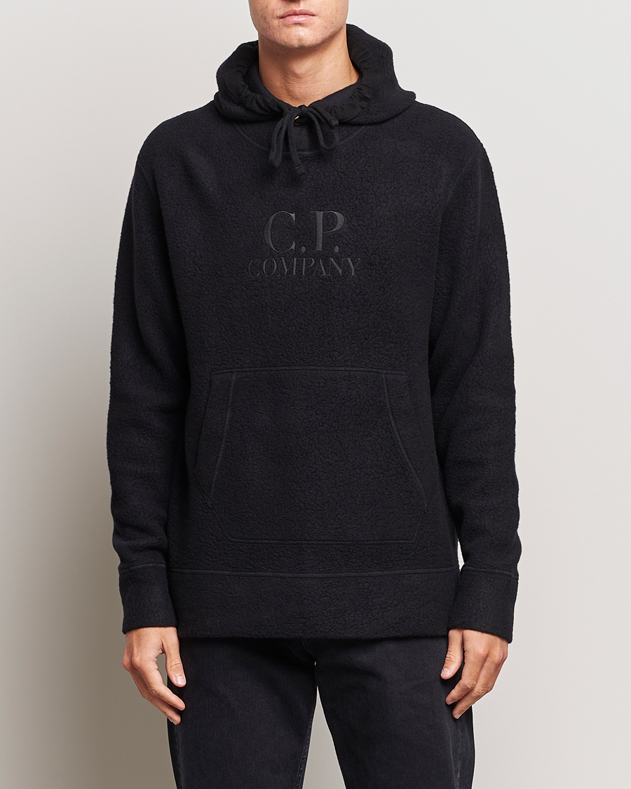 Herren | Pullover | C.P. Company | Wool Polar Fleece Logo Hood Black