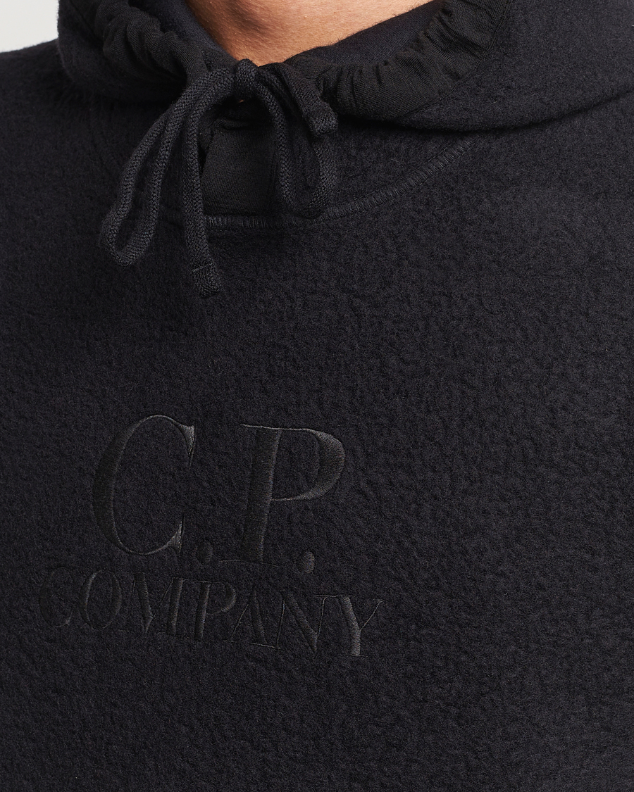 Herren | Pullover | C.P. Company | Wool Polar Fleece Logo Hood Black