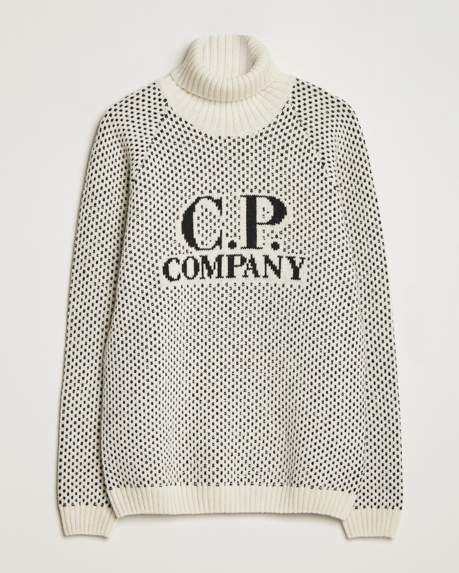Herren | Pullover | C.P. Company | Wool Jaquard CP 3 Knitted Rollneck White