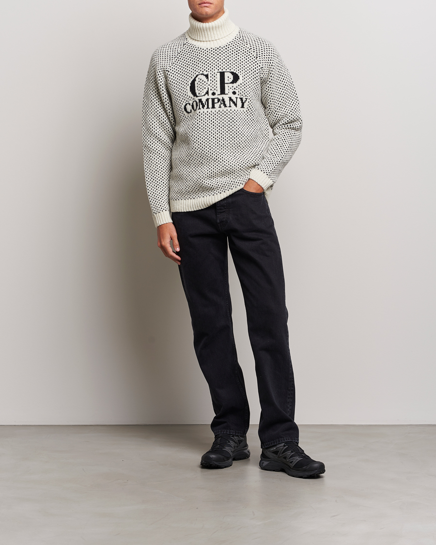 Herren | Pullover | C.P. Company | Wool Jaquard CP 3 Knitted Rollneck White