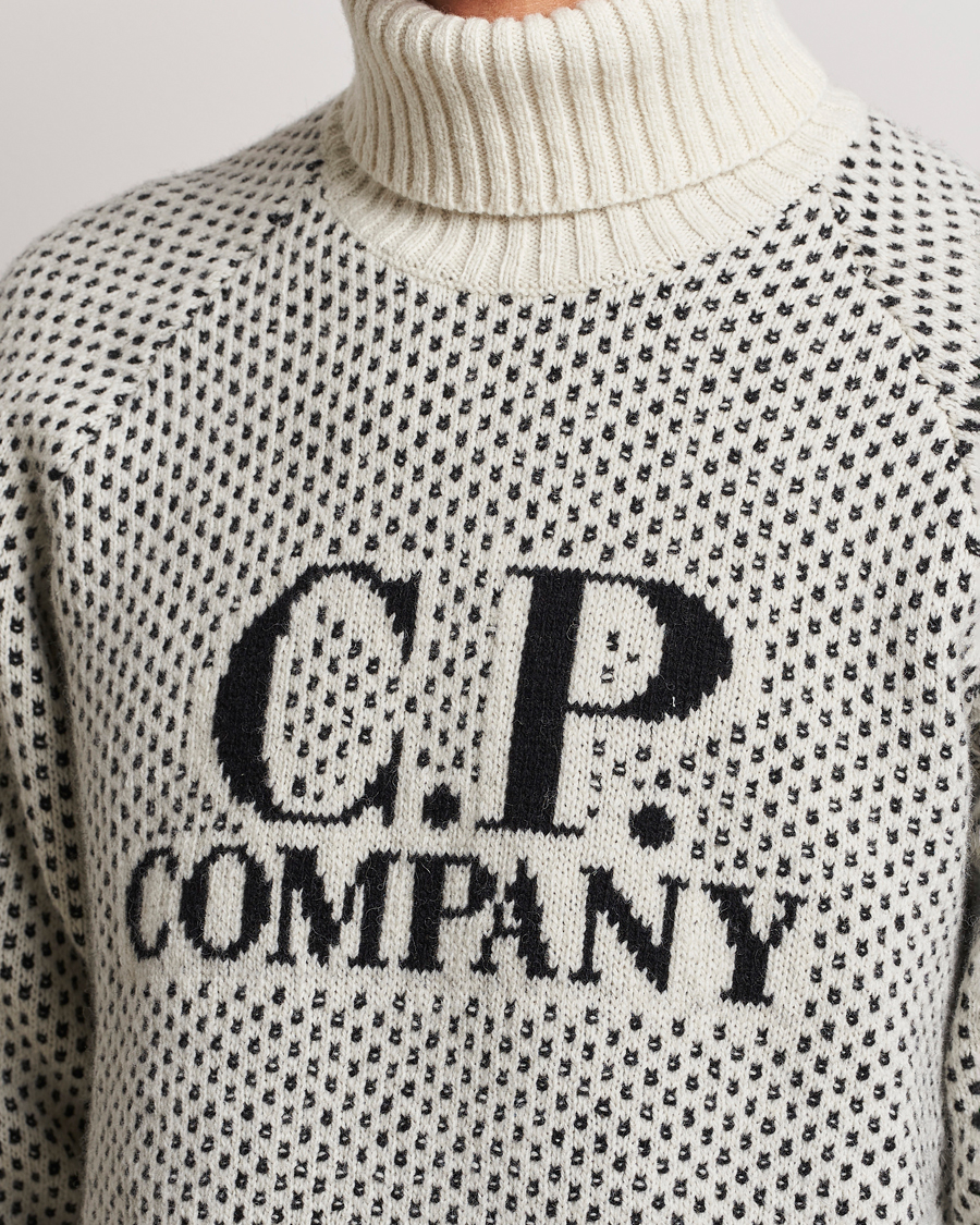 Herren | Pullover | C.P. Company | Wool Jaquard CP 3 Knitted Rollneck White