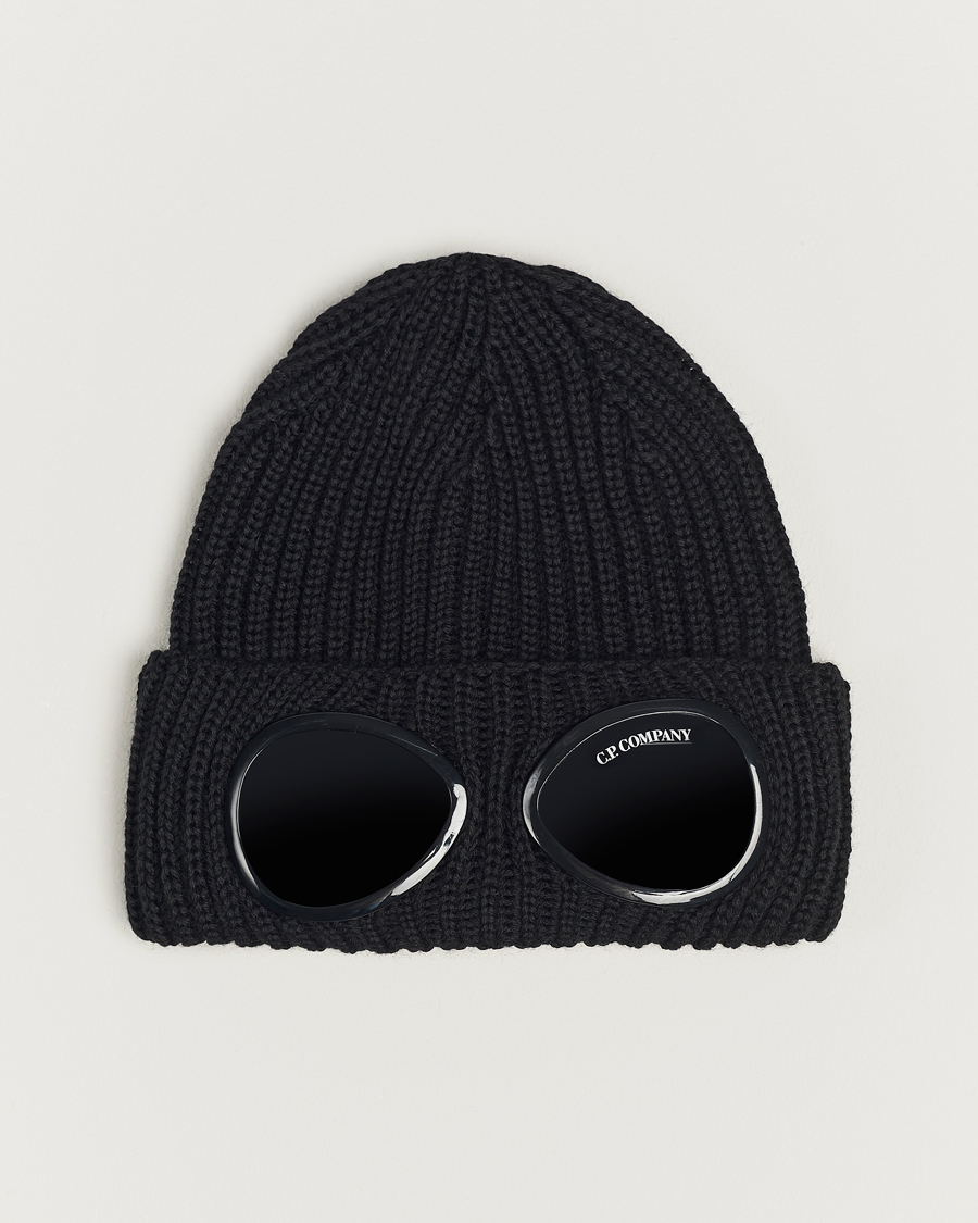 Herren | C.P. Company Knitted Merino Goggle Beanie Black | C.P. Company | Knitted Merino Goggle Beanie Black