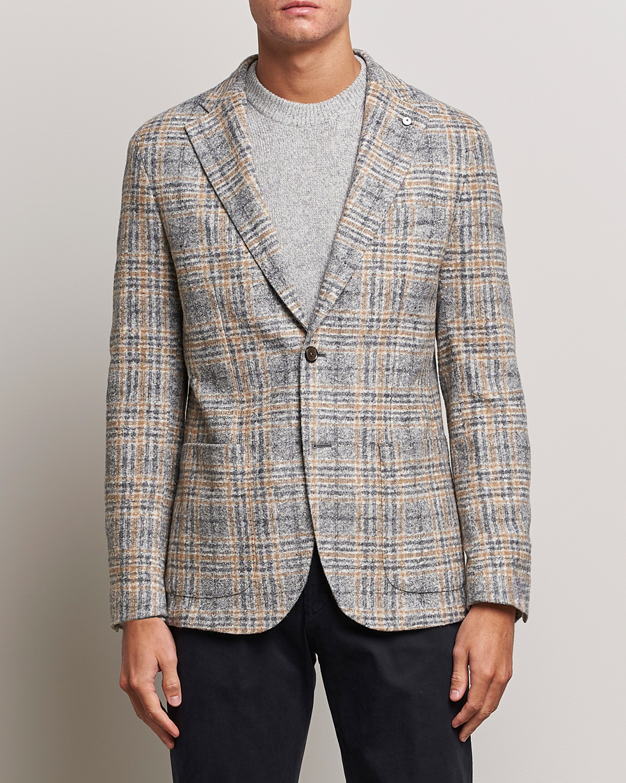 Herren | Sakkos | L.B.M. 1911 | Jack Checked Cotton/Wool Jersey Blazer Grey