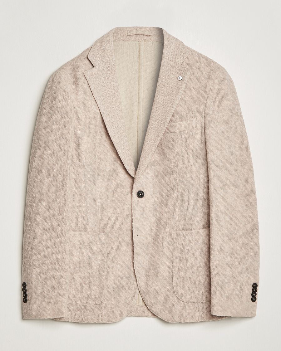 Herren | Sakkos | L.B.M. 1911 | Knitted Punto Wool Structure Blazer Beige